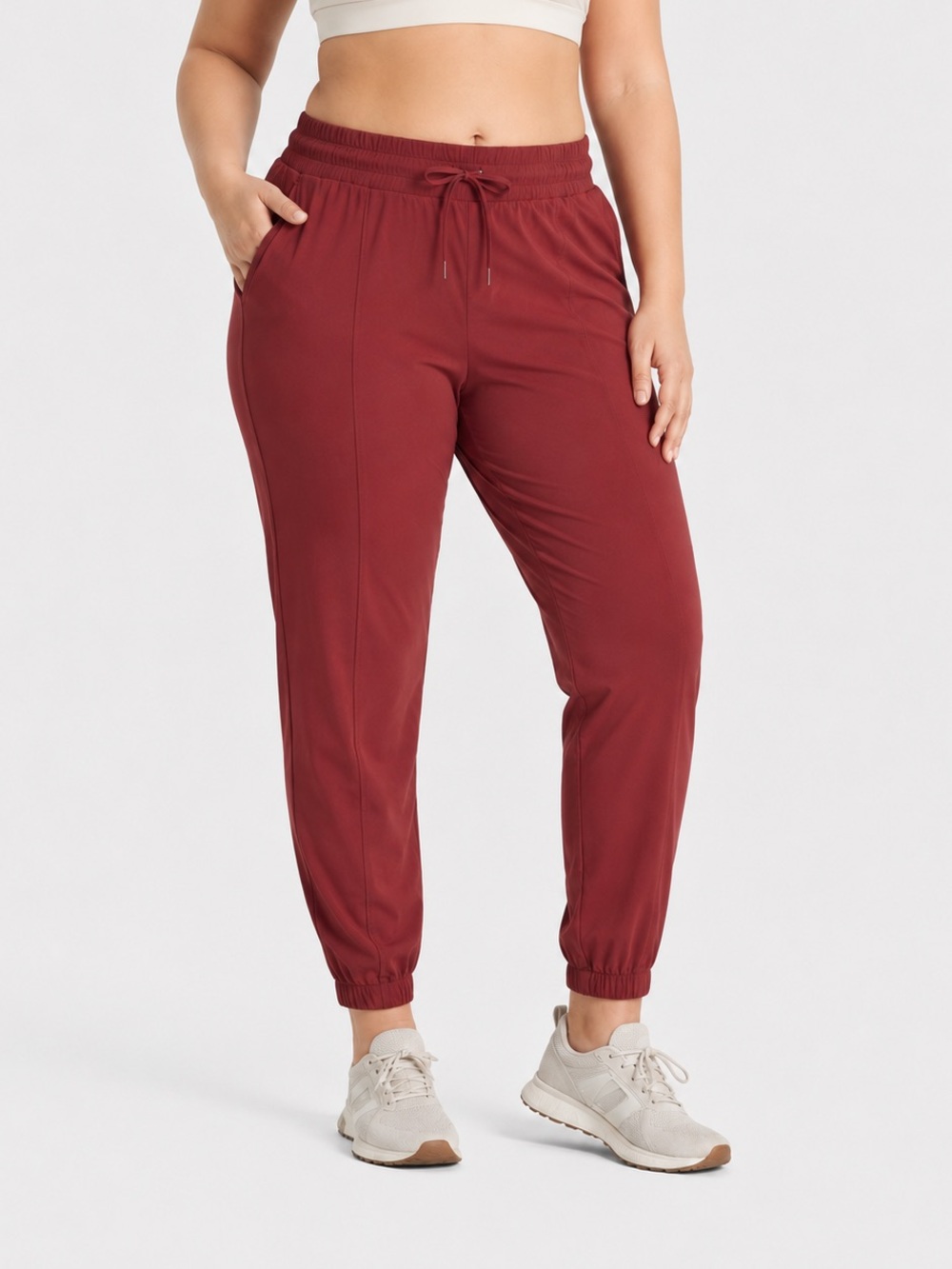 all in motion Women's Active Light Mid-Rise Joggers Maroon Size M